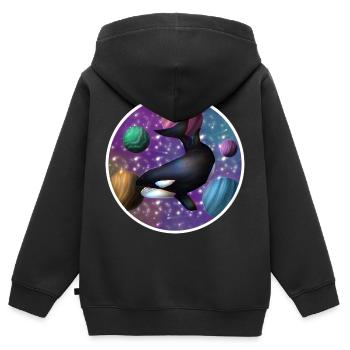 Orca im Raum - Kinder Premium Organic Zip Hoodie - Schwarz - Hinten - AI Model Kid Male (0cm)