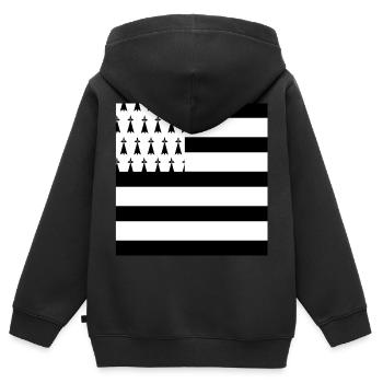 Maske Flagge Breton - Kinder Premium Organic Zip Hoodie - Schwarz - Hinten - AI Model Kid Male (0cm)
