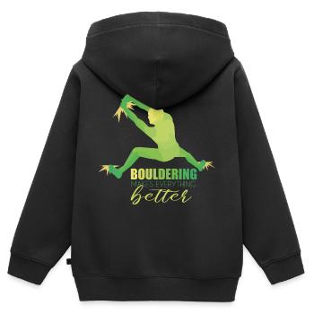 Bouldern - Kinder Premium Organic Zip Hoodie - Schwarz - Hinten - AI Model Kid Male (0cm)