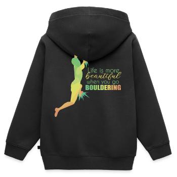 Bouldern - Kinder Premium Organic Zip Hoodie - Schwarz - Hinten - AI Model Kid Male (0cm)