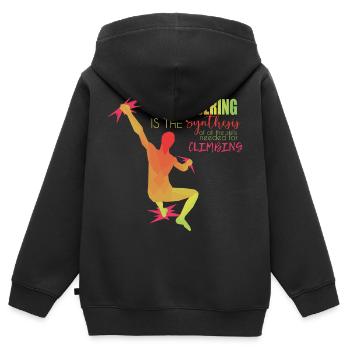Bouldern - Kinder Premium Organic Zip Hoodie - Schwarz - Hinten - AI Model Kid Male (0cm)