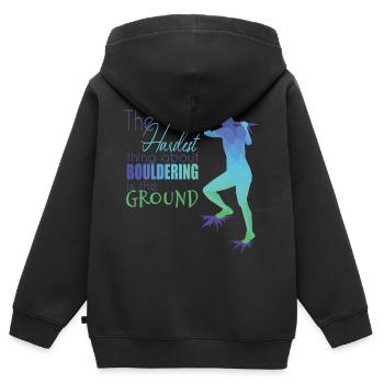 Bouldern - Kinder Premium Organic Zip Hoodie - Schwarz - Hinten - AI Model Kid Male (0cm)