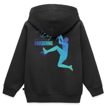 Bouldern - Kinder Premium Organic Zip Hoodie - Schwarz - Hinten - AI Model Kid Male (0cm)