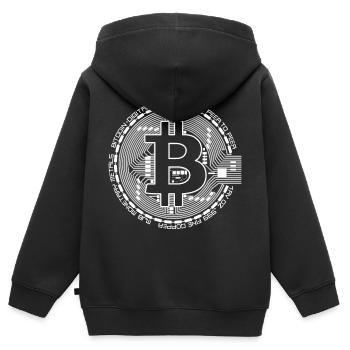 Bitcoin - Kinder Premium Organic Zip Hoodie - Schwarz - Hinten - AI Model Kid Male (0cm)