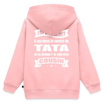 JE VAIS ÊTRE COUSIN - Sweat Premium à capuche zippé enfant bio - rose - Dos - AI Model Kid Female (0cm)