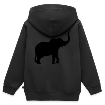 Eléphant - Sweat Premium à capuche zippé enfant bio - noir - Dos - AI Model Kid Male (0cm)
