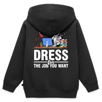 Astronaut Weltraum Bürojob - Kinder Premium Organic Zip Hoodie - Schwarz - Hinten - AI Model Kid Male (0cm)