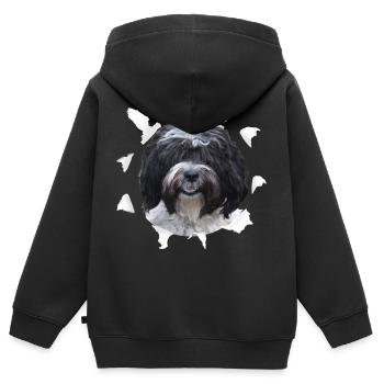 Tibet Terrier - Tibet Terrier Hund - Kinder Premium Organic Zip Hoodie - Schwarz - Hinten - AI Model Kid Male (0cm)
