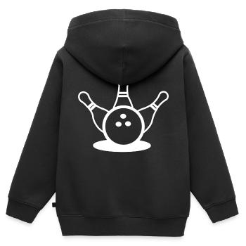 Bowling Bowling Boule de Bowling Bowling - Sweat Premium à capuche zippé enfant bio - noir - Dos - AI Model Kid Male (0cm)