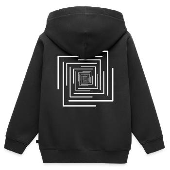 Weiße Striche und Linien Illusion - Kinder Premium Organic Zip Hoodie - Schwarz - Hinten - AI Model Kid Male (0cm)