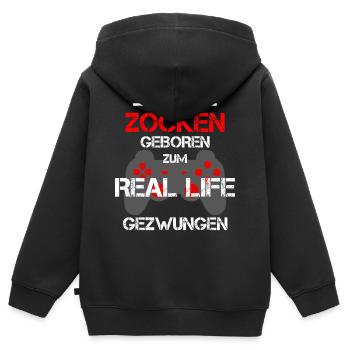 To the gamble born saying Gamer - Kids Premium Organic Zip-up Hoodie - black - Back - AI Model Kid Male (0cm)