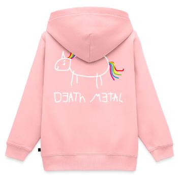 Death Metal Licorne - Sweat Premium à capuche zippé enfant bio - rose - Dos - AI Model Kid Female (0cm)