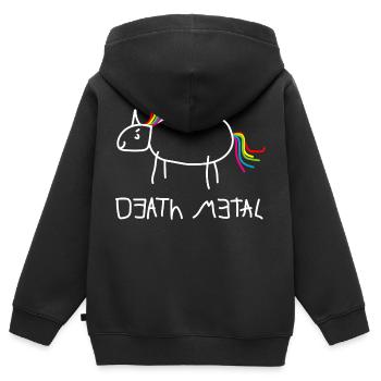 Death Metal Einhorn - Kinder Premium Organic Zip Hoodie - Schwarz - Hinten - AI Model Kid Male (0cm)