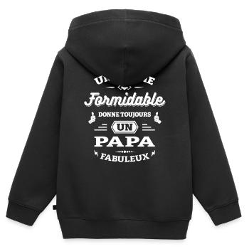 HOMME FORMIDABLE - PAPA FABULEUX - Sweat Premium à capuche zippé enfant bio - noir - Dos - AI Model Kid Male (0cm)
