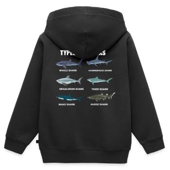 typen von haien walhai hammerhai tigerhai makohai - Kinder Premium Organic Zip Hoodie - Schwarz - Hinten - AI Model Kid Male (0cm)