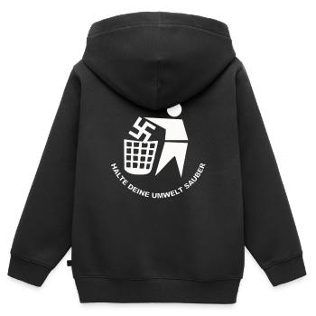 Halte Deine Umwelt Sauber - Kinder Premium Organic Zip Hoodie - Schwarz - Hinten - AI Model Kid Male (0cm)
