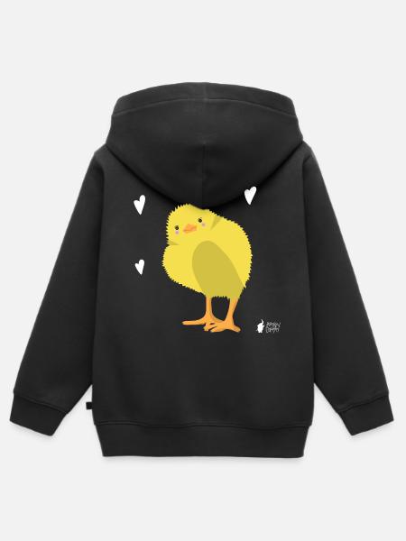 Chick yellow - Kids Premium Organic Zip-up Hoodie - black