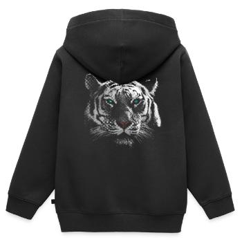 Tigre blanc - Sweat Premium à capuche zippé enfant bio - noir - Dos - AI Model Kid Male (0cm)