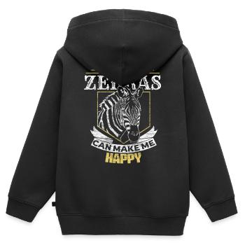 Zebra Steppe Animal - Sweat Premium à capuche zippé enfant bio - noir - Dos - AI Model Kid Male (0cm)