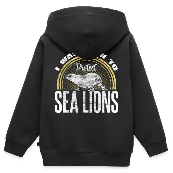 Seelöwe Meeresbewohner - Kinder Premium Organic Zip Hoodie - Schwarz - Hinten - AI Model Kid Male (0cm)