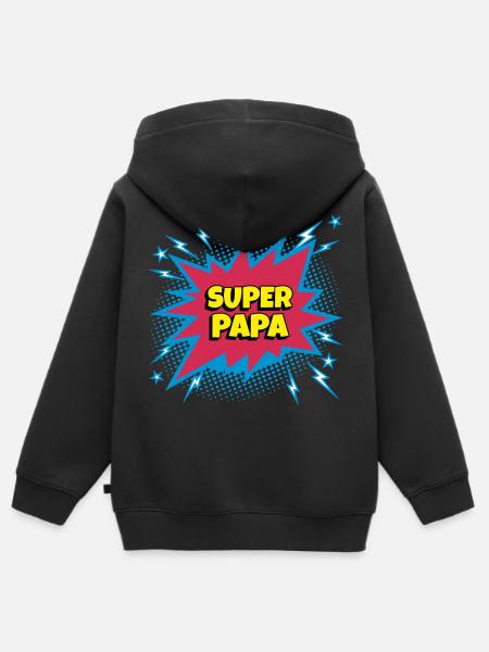 Super Papa (super Heroin) - Kinder Premium Organic Zip Hoodie - Schwarz