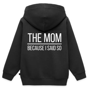 The Mom because I said so - Kinder Premium Organic Zip Hoodie - Schwarz - Hinten - AI Model Kid Male (0cm)