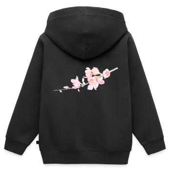 Kirschblüte - Sakura - Kinder Premium Organic Zip Hoodie - Schwarz - Hinten - AI Model Kid Male (0cm)