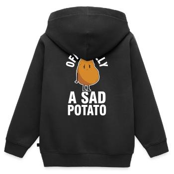 Sad Depressive Potato - Kids Premium Organic Zip-up Hoodie - black - Back - AI Model Kid Male (0cm)