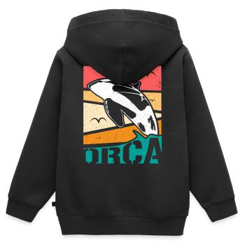 Idée de cadeau d’Orca Delfin - Sweat Premium à capuche zippé enfant bio - noir - Dos - AI Model Kid Male (0cm)