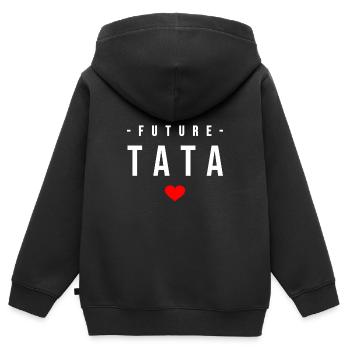 FUTURE TATA - Kids Premium Organic Zip-up Hoodie - black - Back - AI Model Kid Male (0cm)