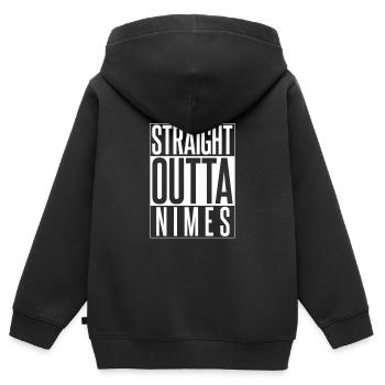 STRAIGHT OUTTA NIMES - Sweat Premium à capuche zippé enfant bio - noir - Dos - AI Model Kid Male (0cm)