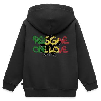 Reggae - Kinder Premium Organic Zip Hoodie - Schwarz - Hinten - AI Model Kid Male (0cm)