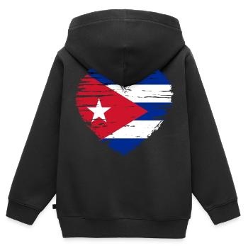 Kuba Herz Flagge Fahne Wappen - Kinder Premium Organic Zip Hoodie - Schwarz - Hinten - AI Model Kid Male (0cm)