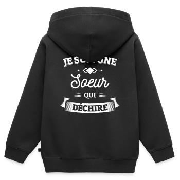 SŒUR QUI DÉCHIRE - Sweat Premium à capuche zippé enfant bio - noir - Dos - AI Model Kid Male (0cm)