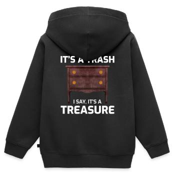 Antike Sammler Möbel Stuhl alte Schule lustig - Kinder Premium Organic Zip Hoodie - Schwarz - Hinten - AI Model Kid Male (0cm)