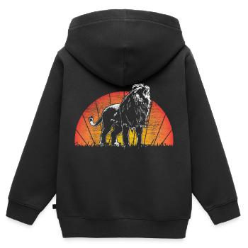 Löwe Mähne Tier - Kinder Premium Organic Zip Hoodie - Schwarz - Hinten - AI Model Kid Male (0cm)
