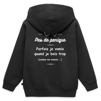 PARFOIS JE VOMIS QUAND JE BOIS TROP - Sweat Premium à capuche zippé enfant bio - noir - Dos - AI Model Kid Male (0cm)