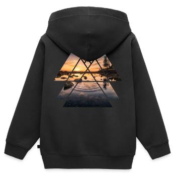 Lac abstrait - Sweat Premium à capuche zippé enfant bio - noir - Dos - AI Model Kid Male (0cm)