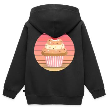 Muffin au coucher du soleil - Sweat Premium à capuche zippé enfant bio - noir - Dos - AI Model Kid Male (0cm)