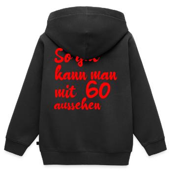 SO GUT KANN MAN MIT 60 AUSSEHEN - Kinder Premium Organic Zip Hoodie - Schwarz - Hinten - AI Model Kid Male (0cm)