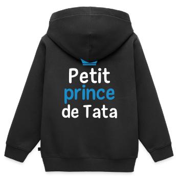 Bébé body petit prince de tata t-shirt enfant - Sweat Premium à capuche zippé enfant bio - noir - Dos - AI Model Kid Male (0cm)