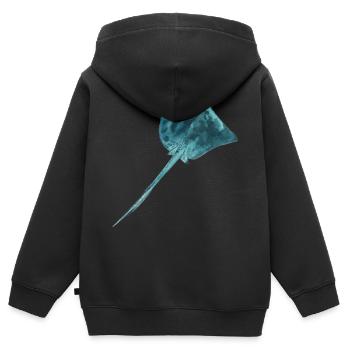 Rays with turquoise skin - Kids Premium Organic Zip-up Hoodie - black - Back - AI Model Kid Male (0cm)