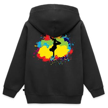 Breakdance Breakdancing Break-dancer Aquarelle - Sweat Premium à capuche zippé enfant bio - noir - Dos - AI Model Kid Male (0cm)