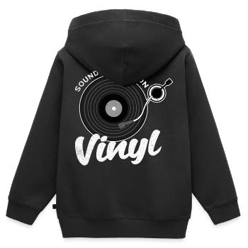 Vinyl - Kinder Premium Organic Zip Hoodie - Schwarz - Hinten - AI Model Kid Male (0cm)