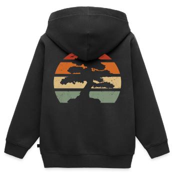 Horizont mit vintage Bonsai - Kinder Premium Organic Zip Hoodie - Schwarz - Hinten - AI Model Kid Male (0cm)