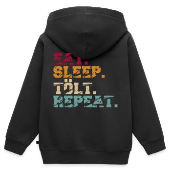 Tölter Eat Sleep Tölt - Kinder Premium Organic Zip Hoodie - Schwarz - Hinten - AI Model Kid Male (0cm)