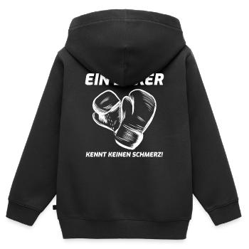 Boxen Boxer Spruch - Kinder Premium Organic Zip Hoodie - Schwarz - Hinten - AI Model Kid Male (0cm)