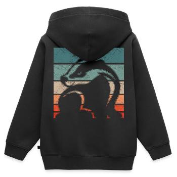 Retro Honigdachs Vintage Honigdachs - Kinder Premium Organic Zip Hoodie - Schwarz - Hinten - AI Model Kid Male (0cm)