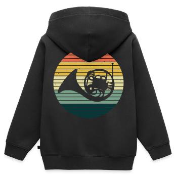 French horn horn player - Kids Premium Organic Zip-up Hoodie - black - Back - AI Model Kid Male (0cm)