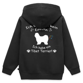 Tibet Terrier Hund - Tibet Terrier - Kinder Premium Organic Zip Hoodie - Schwarz - Hinten - AI Model Kid Male (0cm)